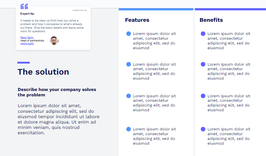 Pitch Deck Solution Slide