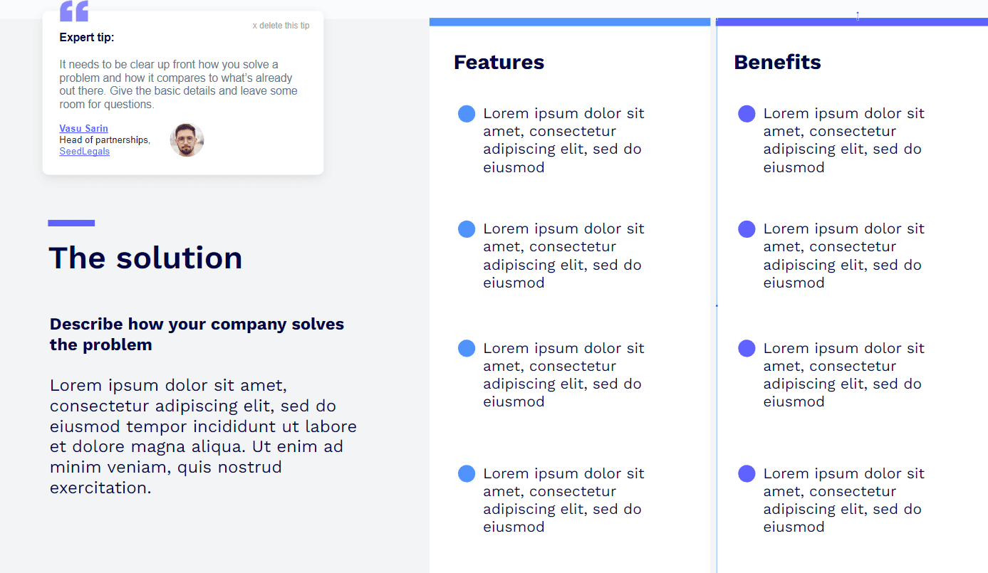 Solution Slide Pitch Deck template preview